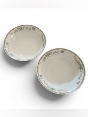 Bellegarden Citation Classic Floral Rim Ceramic Bowls Pastel Floral Trim 2 Piece